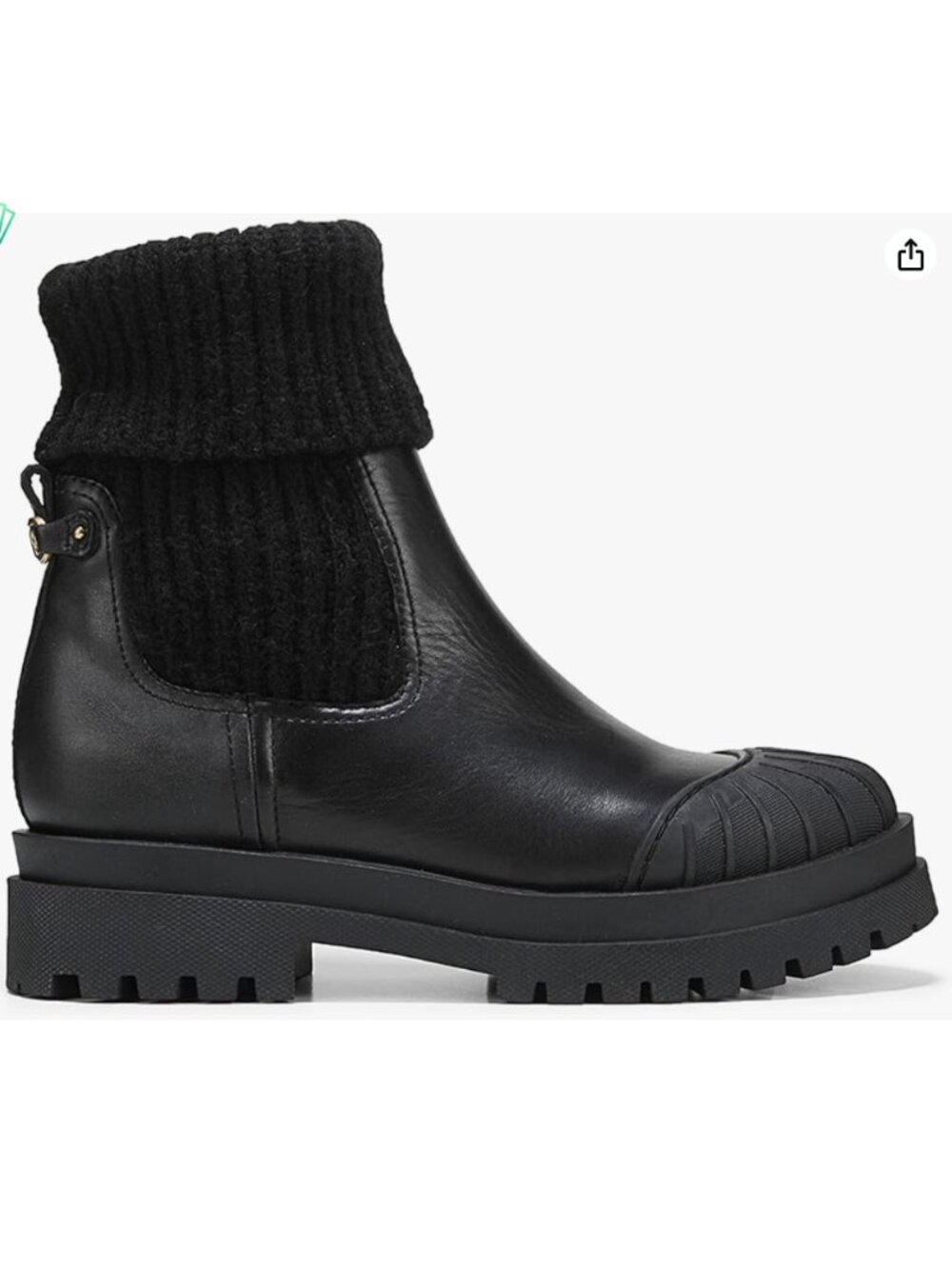 Sam Edelman Steele Chelsea Boot Black Leather w Knit Detail 10M